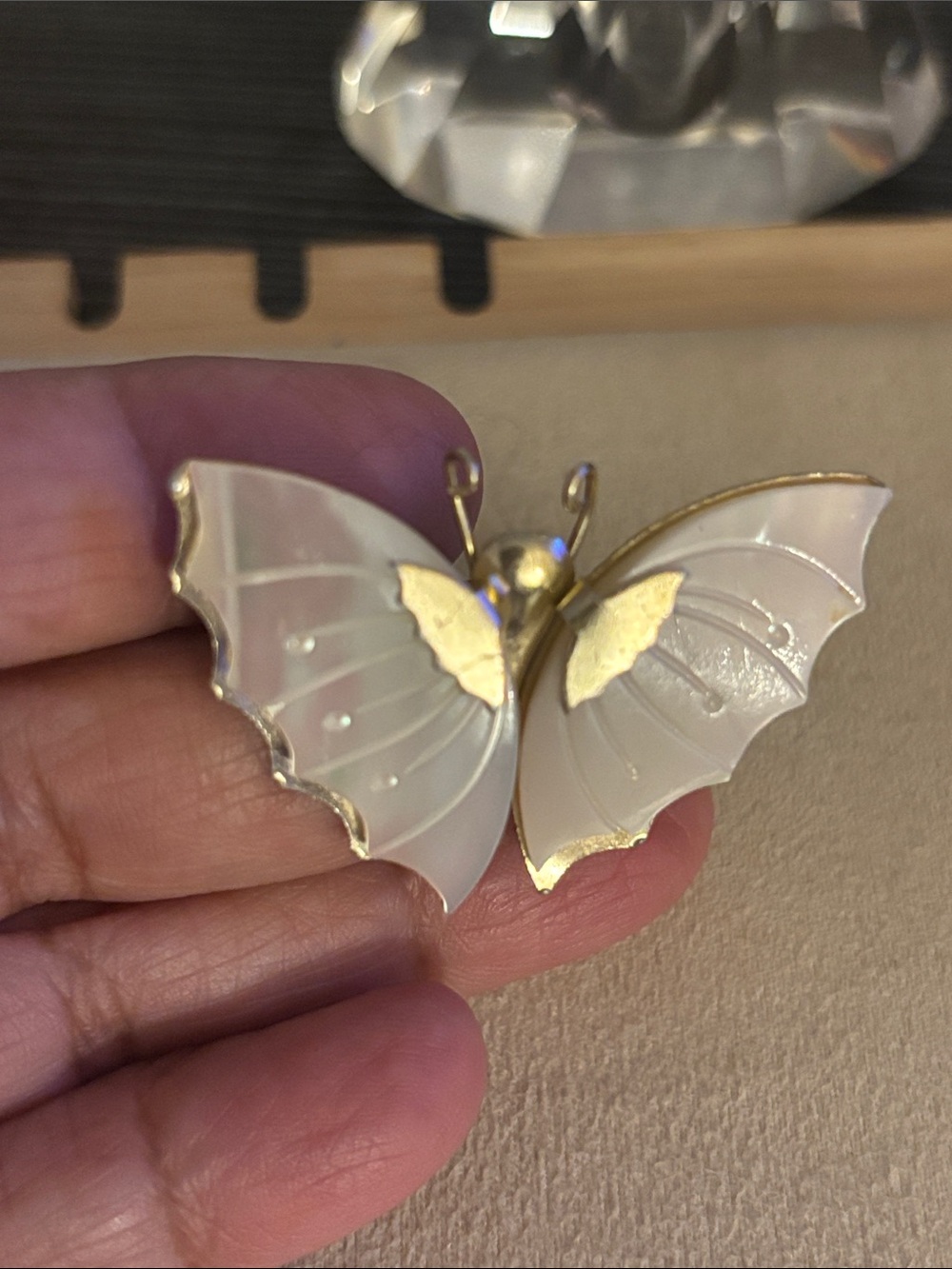 Gold and Ivory Butterfly Brooch - Elegant Women's Jewelry